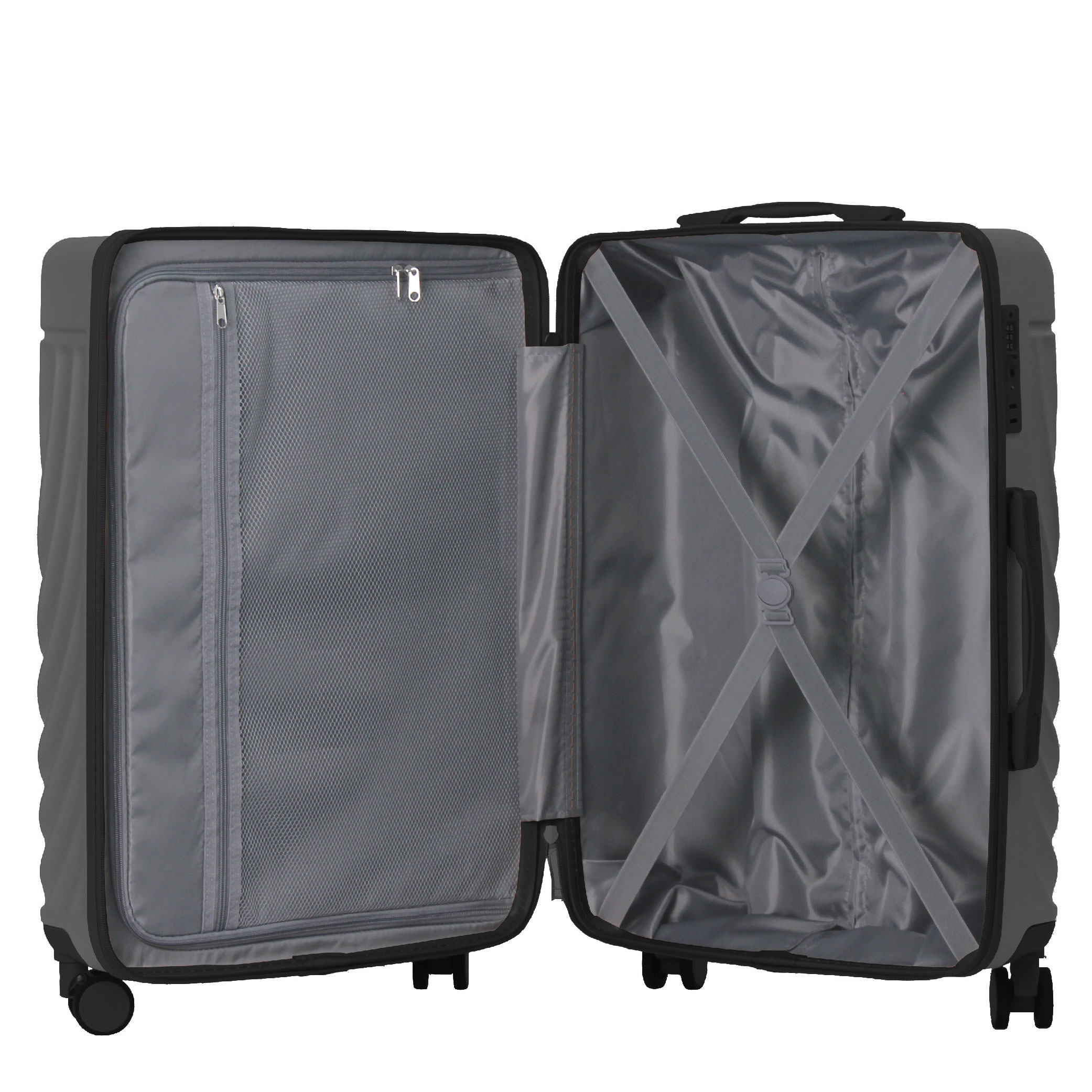 Luggage Sets ABS Hardshell 3pcs Luggage, Lightweight Durable Suitcase Sets Spinner Wheels Suitcase With TSA Lock 20''24''28'' Available(Grey Ash)_voghion.com